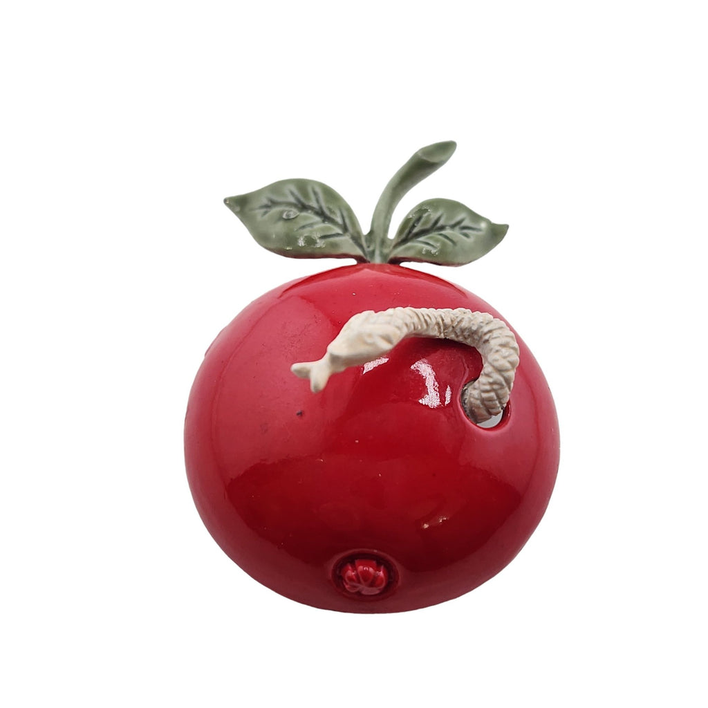 Vintage Signed Coro Enamel Apple & Snake Brooch (A3849)