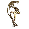 Vintage Beautiful Probably Czech Rhinestone Cross Pendant Necklace (A4437)