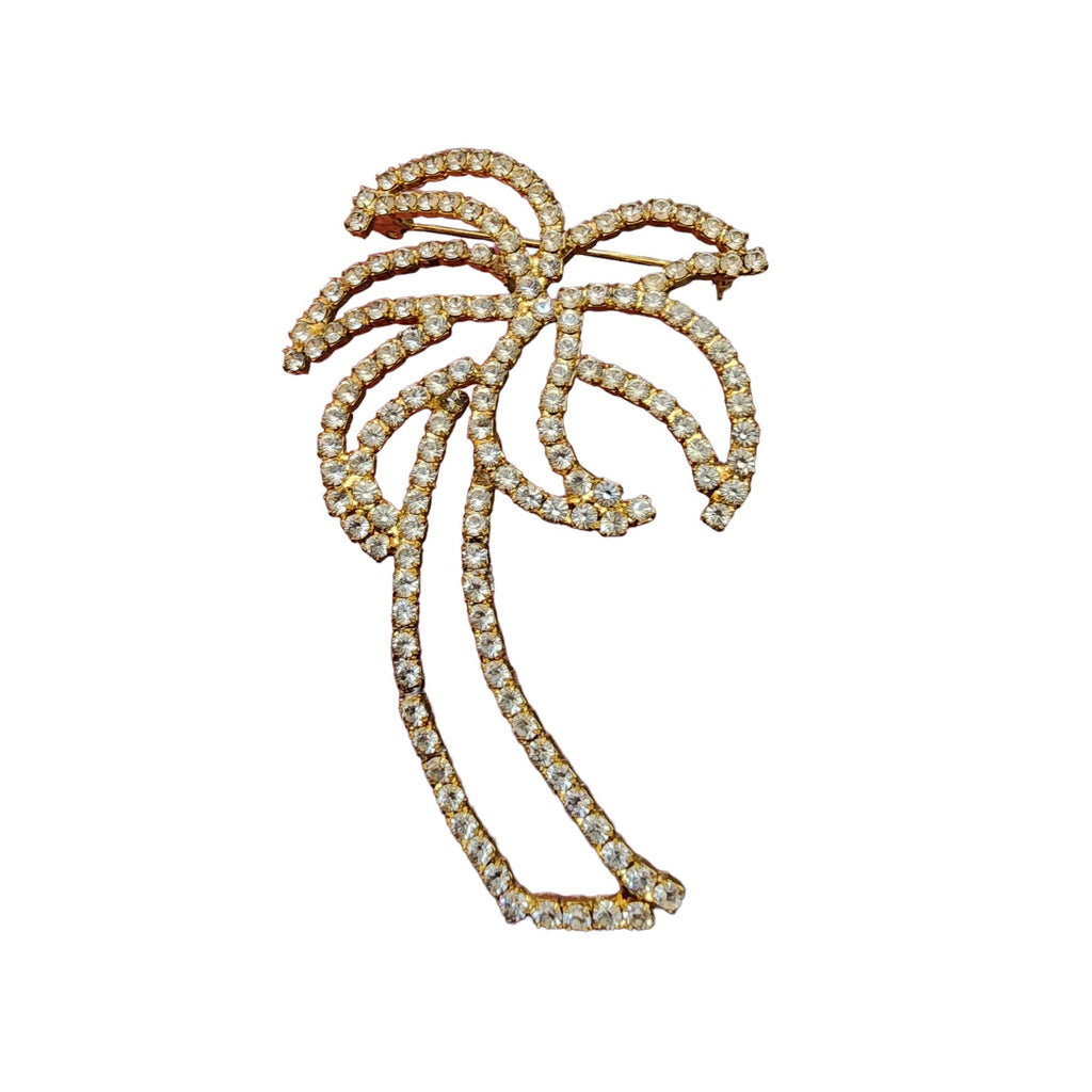Vintage Rhinestone Palm Tree Brooch (A2079)