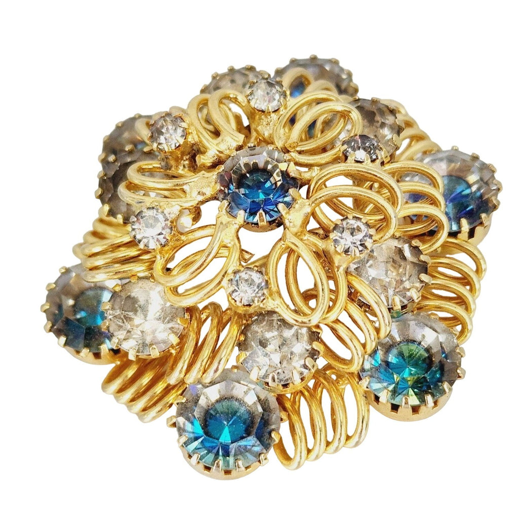Amazing Wired Domed Hobe Style Givre Glass Brooch (A612)