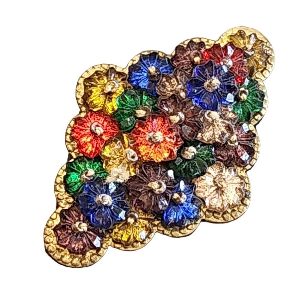 Antique Czechoslovakia Hand Done Glass on Brass Brooch (A2697)