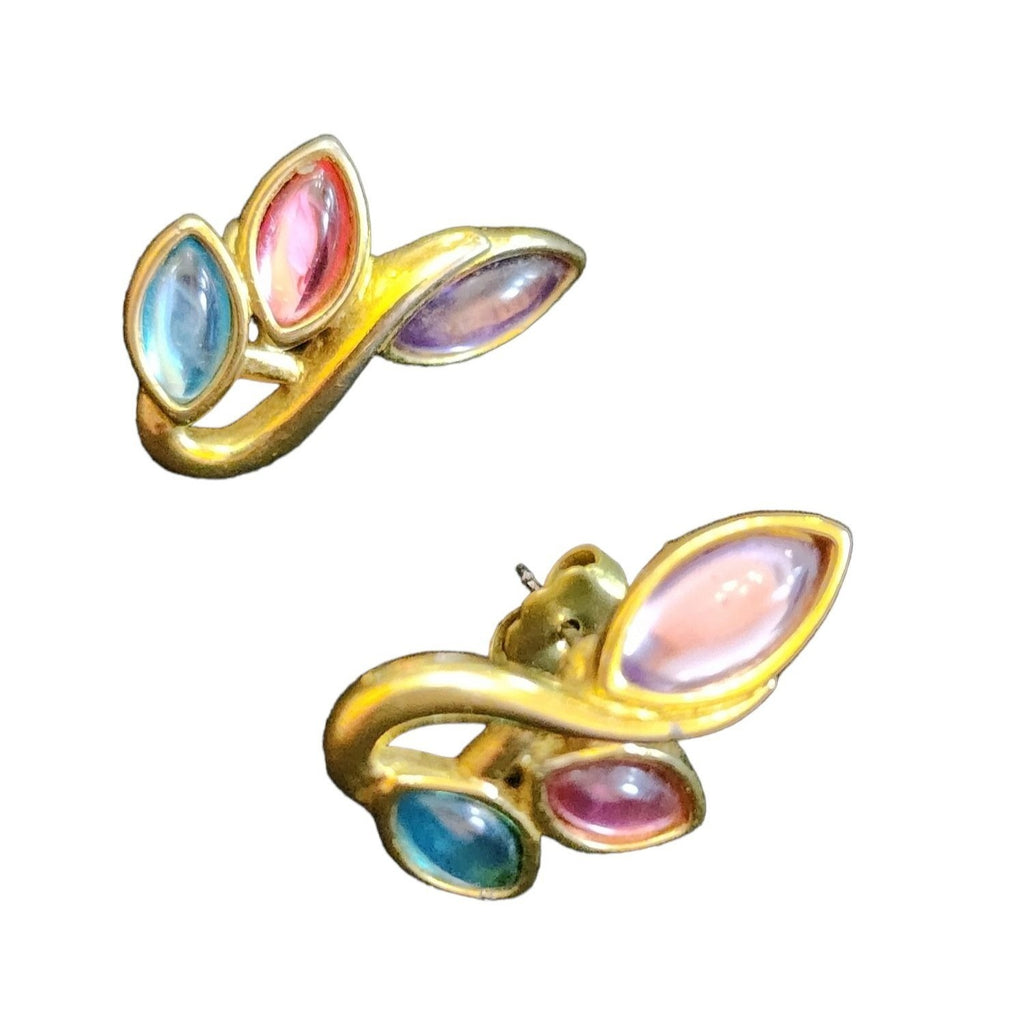 Vintage Signed Trifari 1960s Pastel Acrylic Pierced Earrings (A2278)