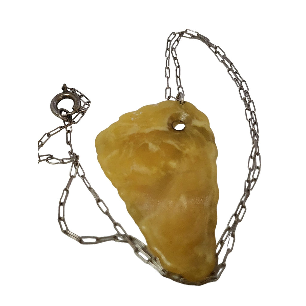 Antique Molded Celluloid And Rhinestone Pendant Necklace (A6324)