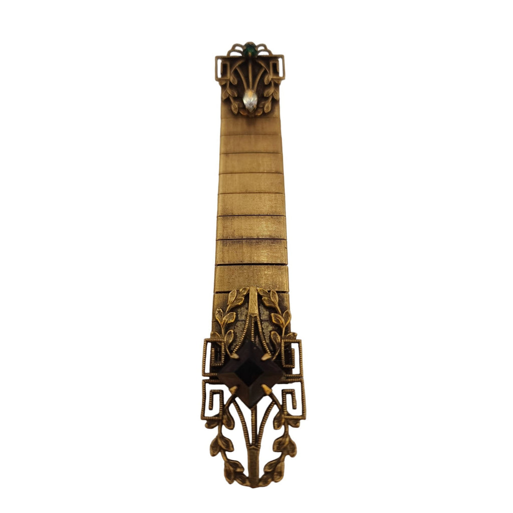 Vintage Victorian Revival Long Brushed Gold Bracelet (A3682)