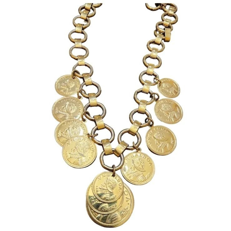 Vintage 80s Coin Necklace (A1854)