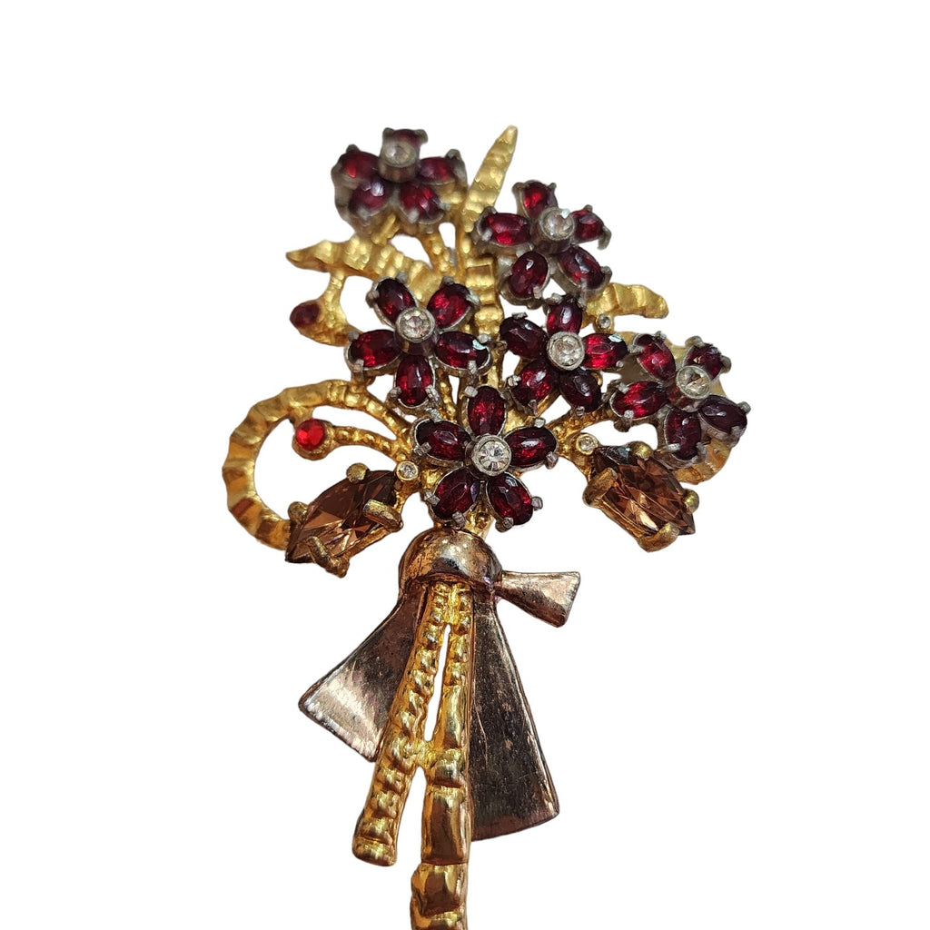Vintage Heavy Early Riveted Floral Spray Brooch (A3637)