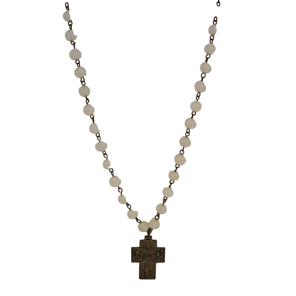Vintage Glass Cross Necklace (A3606)