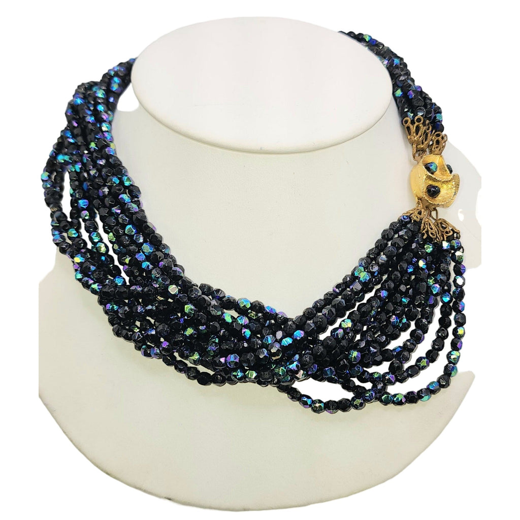 Vintage AB Crystal Torsade Necklace (A5069)