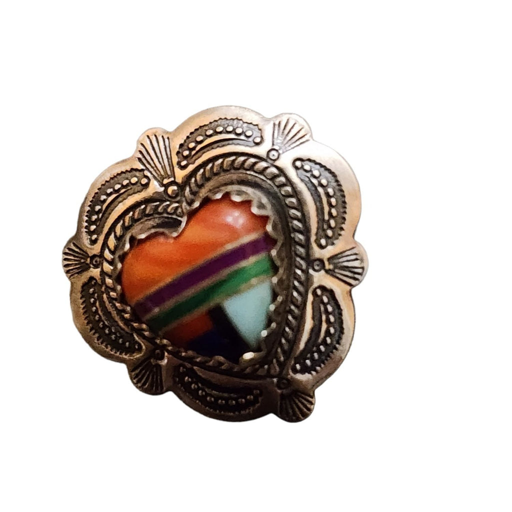 Vintage Signed Q.T Sterling Zuni Single Earrings or Tack Pin (A1924)