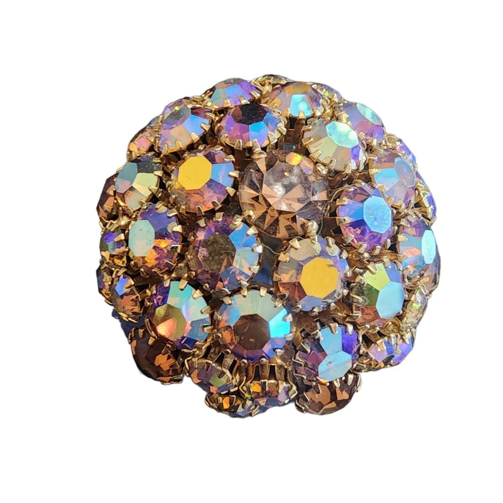 Vintage Signed Warner Ab Rhinestone Domed Brooch (A1948)