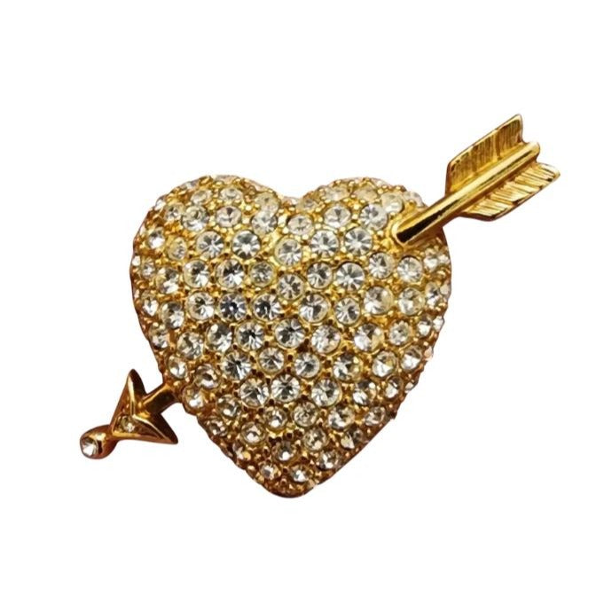Vintage Signed Swarovski Pave Heart & Arrow Brooch (A1927)