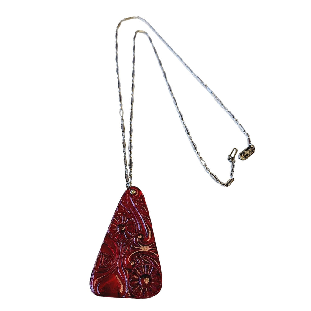 Antique Art Deco Pressed Glass Pendant (A2239)