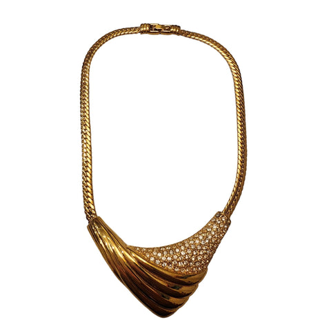Vintage Czech Uniquely Faceted Glass Necklace (A4422)