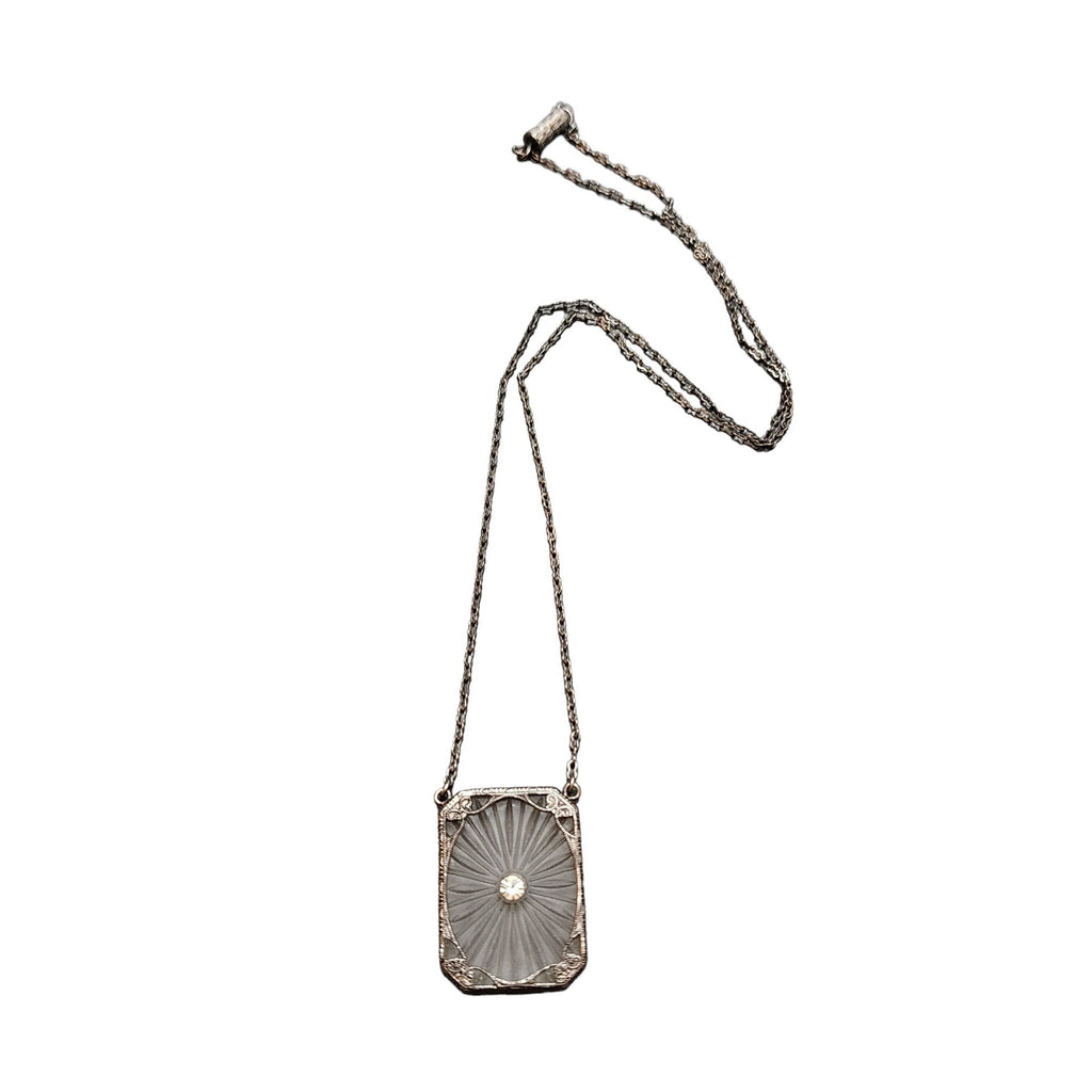 Beautifu Vintage Art Deco Camphor Glass Pendant Necklace (A2336)