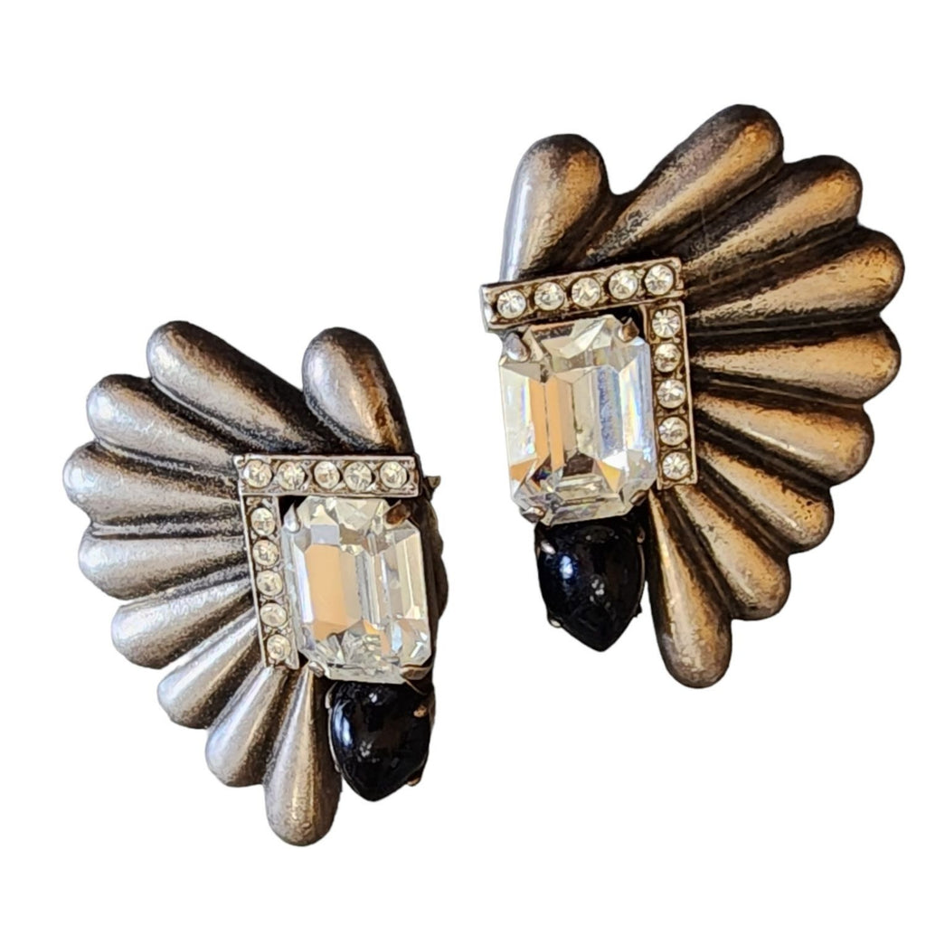 Vintage 80s Metal Clip Earrings (A2082)
