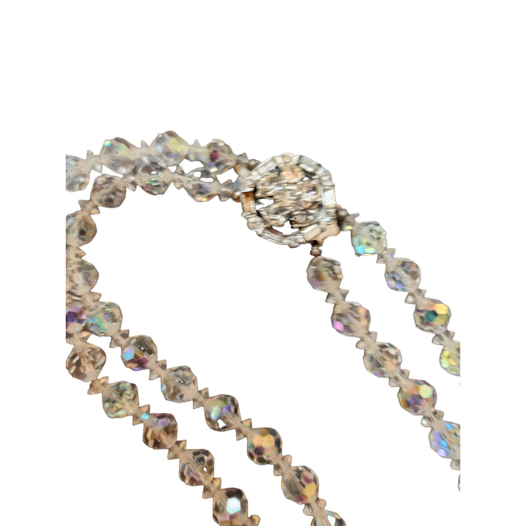 Vintage Double Strand Cut Crystal Necklace (A5073)