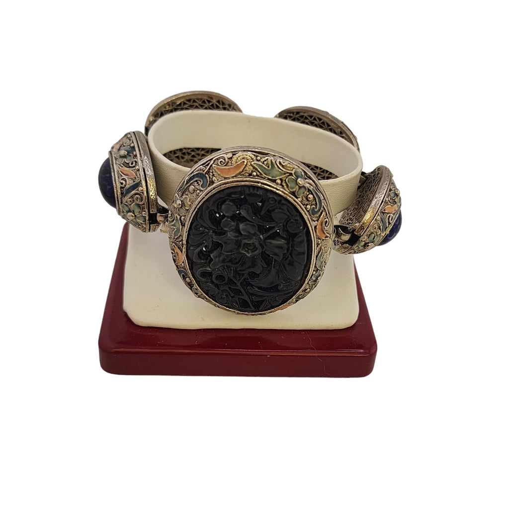 Vintage Chinese Export Cloisonne Stone And Acrylic Bracelet (A3560)