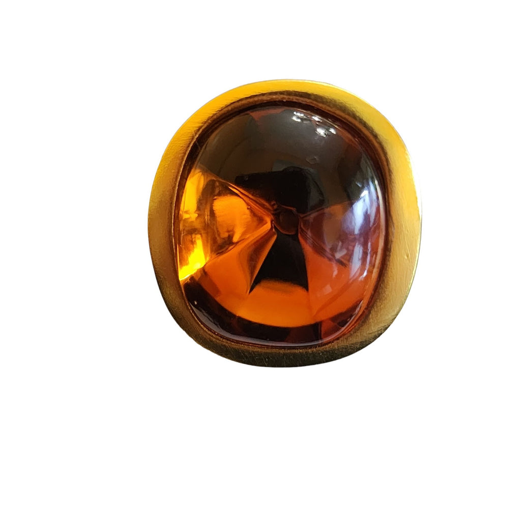 Vintage Signed Kenneth Lane Matte Gold & Glass Ring (A2277)