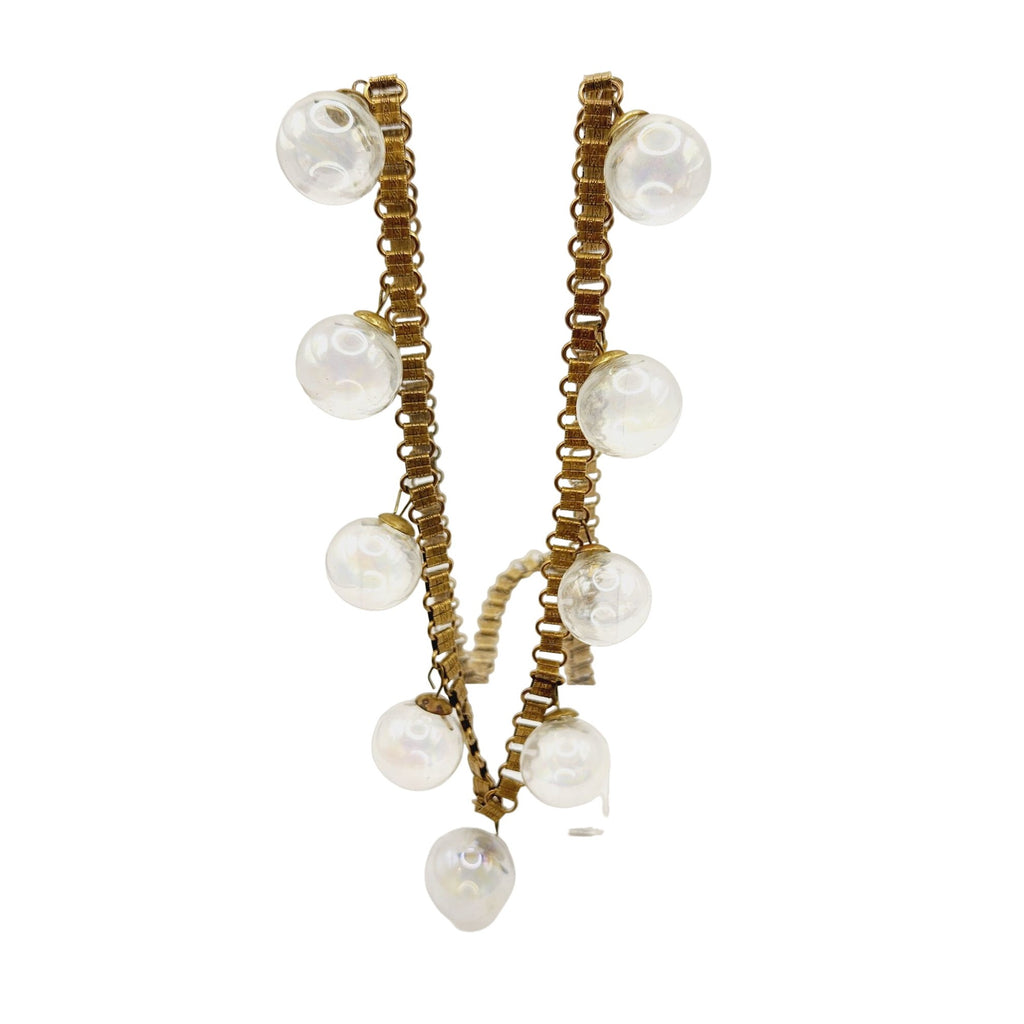 Vintage Bookchain & Glass Bubble Necklace Earrings Set - Miriam Haskell? (A489)