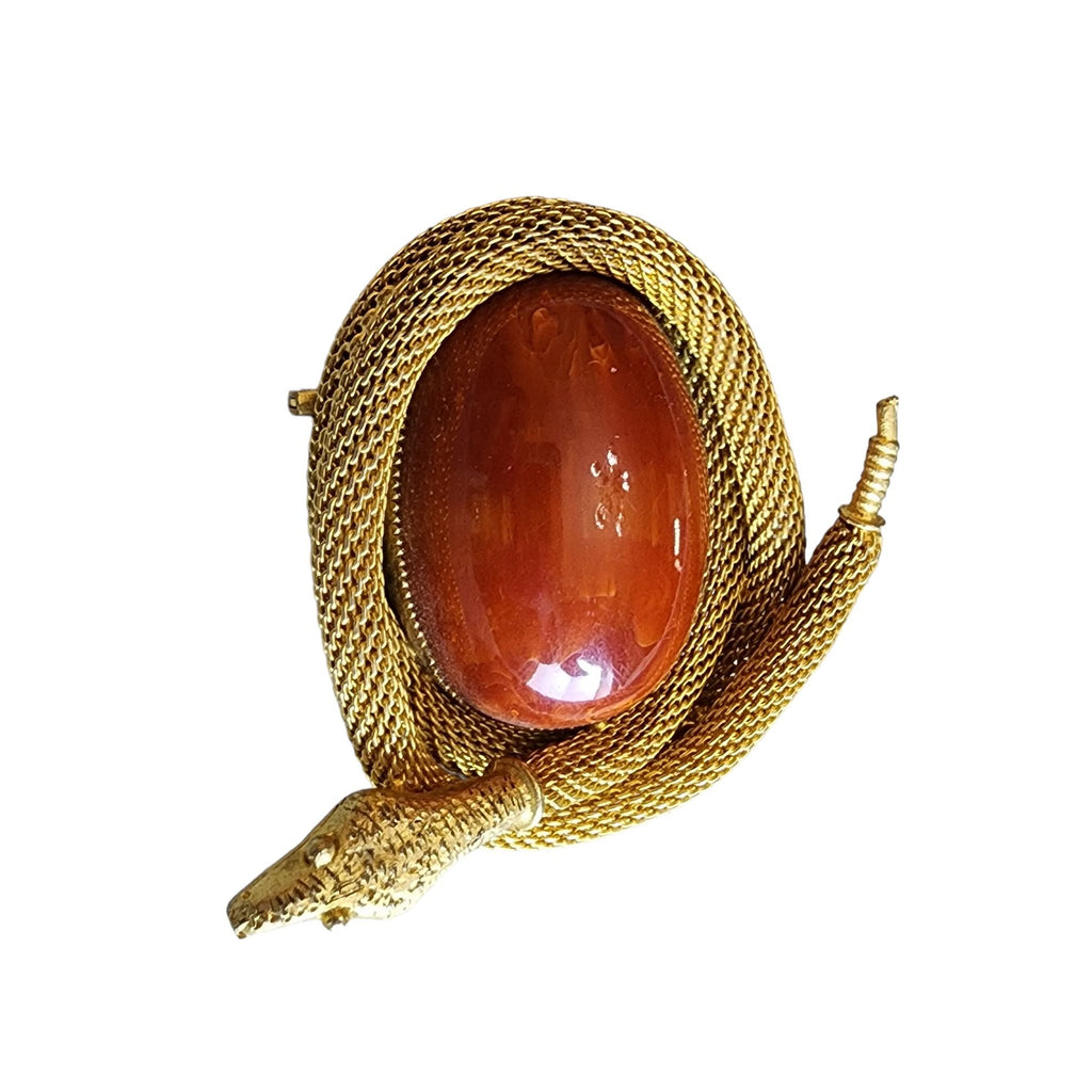 Vintage Snake Serpent Mesh & Acrylic Large Brooch (A1705)