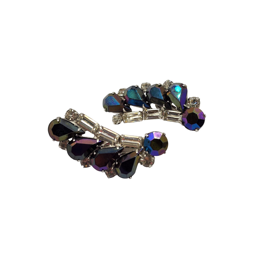 Vintage AB Rhinestone Ear Climber Earrings (A509)