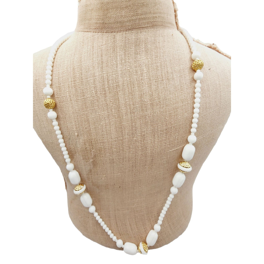 Vintage Bohemian Glass NOS Necklace with Original Tag (A670)