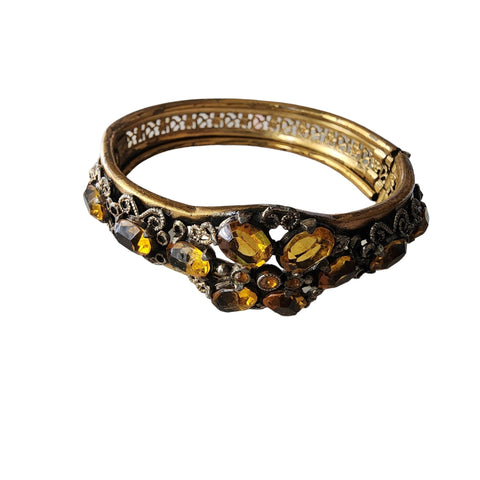 Vintage Burnished Gold Tone Coiled Snake Bracelet (A4190)