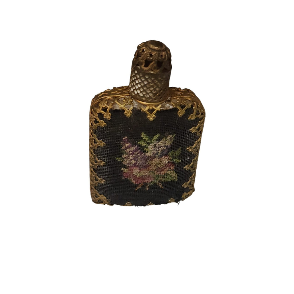 Vintage Miniature Needle Point Perfume Bottle With Dauber (A5672)