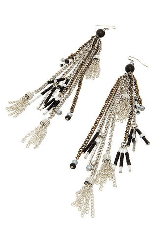 Fabulous vintage silver tassel long earrings