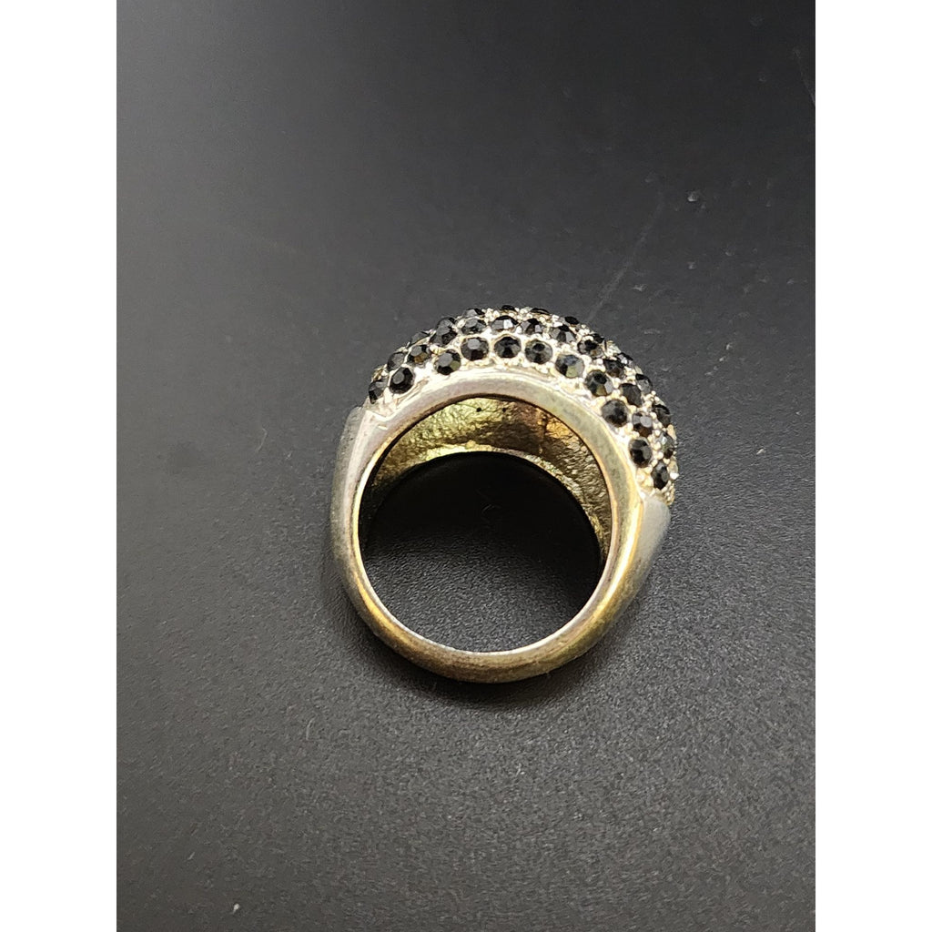 Vintage Silvertone Rhinestone Ring Size 8 (A6299)