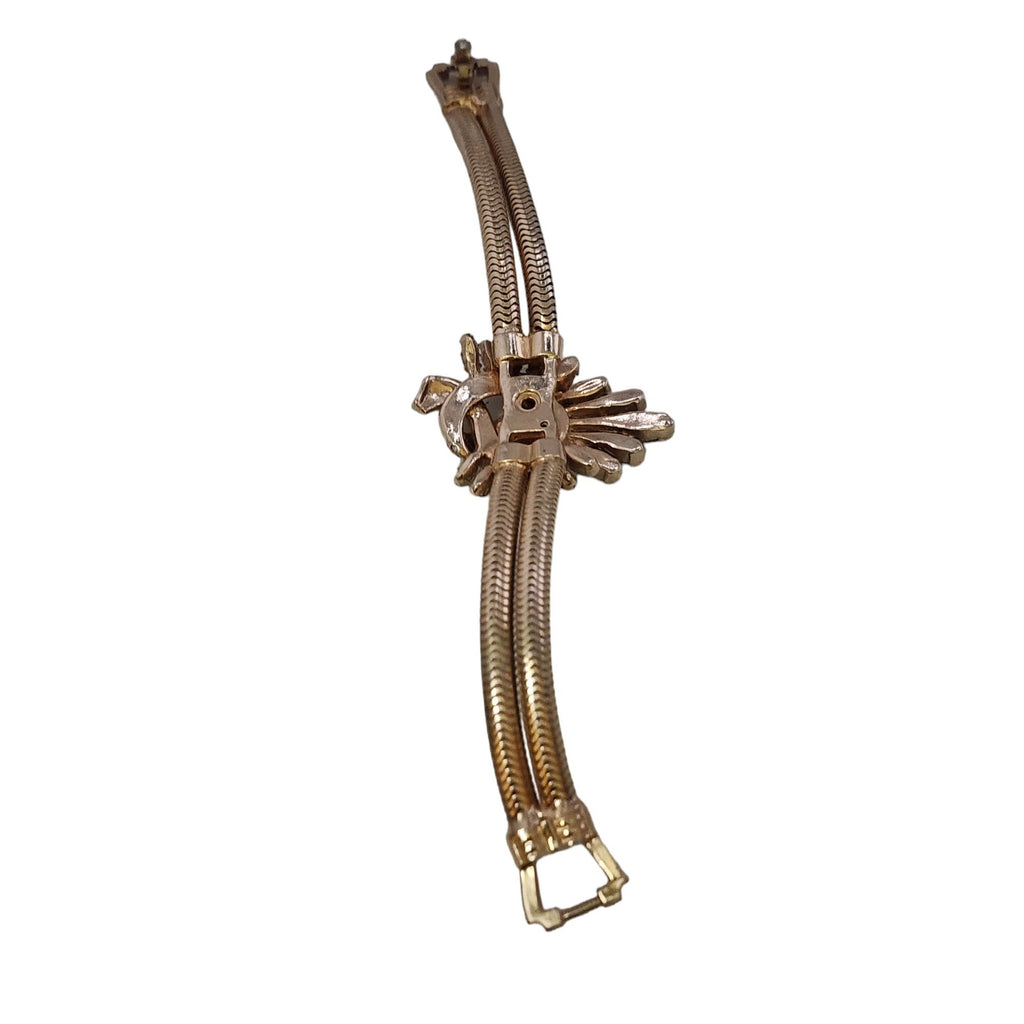 Vintage Retro Coro Style Rhinestone & Snake Chain Bracelet (A4302)