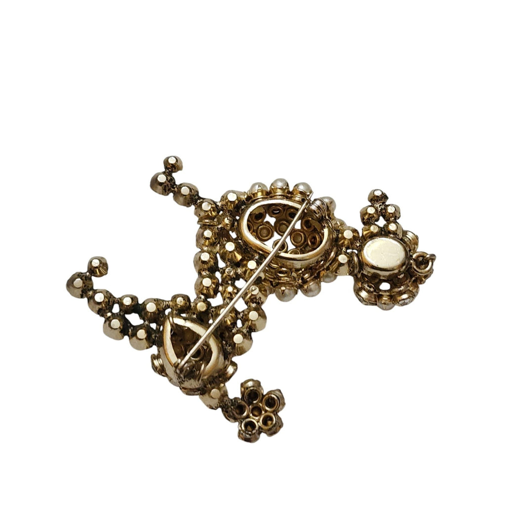 Unsigned Schreiner Rare Unsigned Pearl and Rhinestone Poodle Brooch (A5763)
