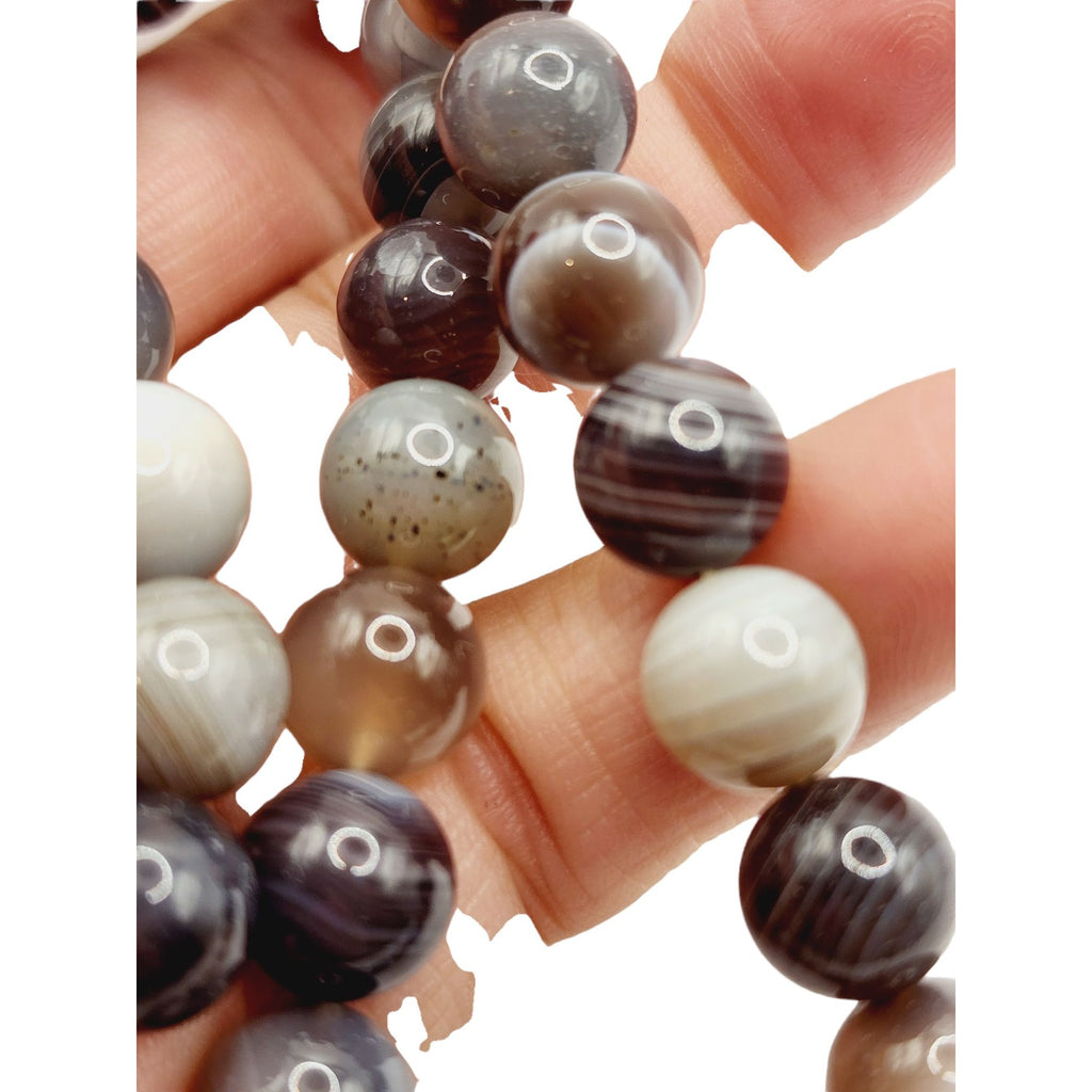 Vintage 8mm Assorted Agate Semi Precious Necklace (A671)