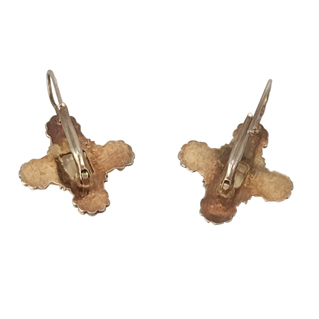 Vintage 925 (Sterling) Etruscan Cross Earrings with Citrine Faceted Stones (A607)