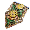 Vintage Spectacular Enameled Brass Filigree Dress Clip (A1971)