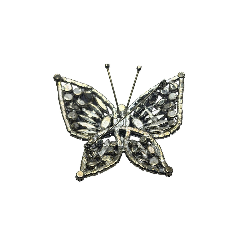 Vintage Huge Rhinestone Purple Butterfly Brooch (A2209)