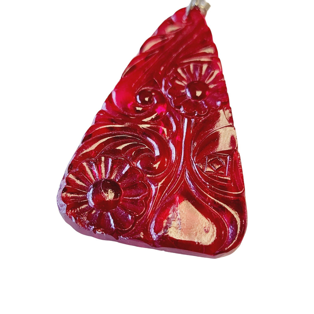 Antique Art Deco Pressed Glass Pendant (A2239)