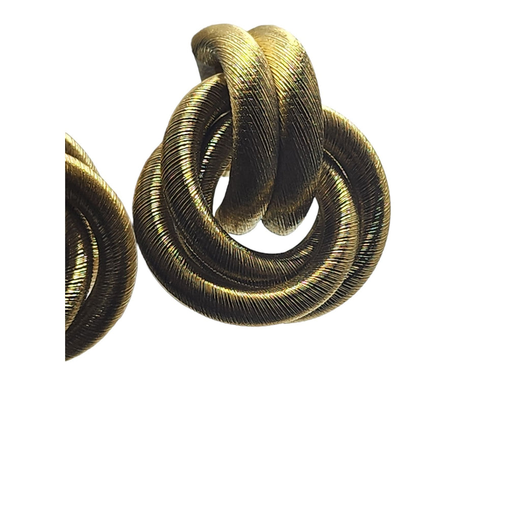 Vintage Givenchy Paris Matte Gold Textured Knot Clip Earrings (A2202)