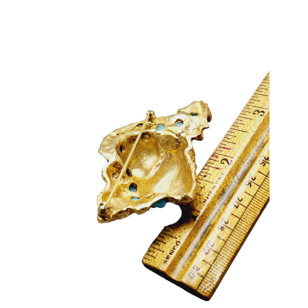 Vintage 60s KJL Unsigned Verified Jeweled Conch Shell Brooch (A1501)