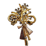 Vintage Heavy Early Riveted Floral Spray Brooch (A3637)