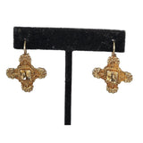 Vintage 925 (Sterling) Etruscan Cross Earrings with Citrine Faceted Stones (A607)