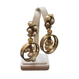 Vintage Signed Hobe Pearl Etched Hoop Earrings (A3697)