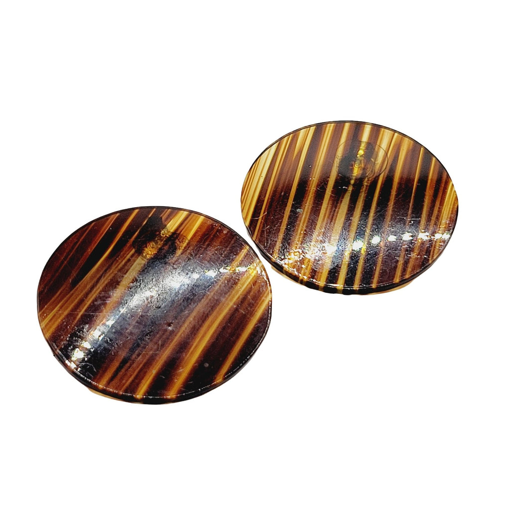 Vintage Lucite Striped Clip Earrings (A308)