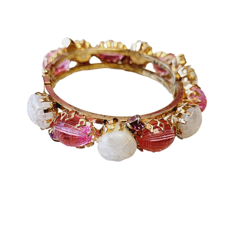 Vintage Acrylic Jeweled Clamper Bracelet (A2242)