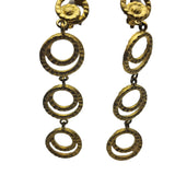 Vintage Givenchy Paris Matte Gold Textured Long Shoulder Duster Earrings (A2203)