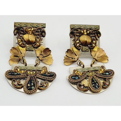 Vintage 1950s Rhinestone Bracelet Earrings & Brooch Set