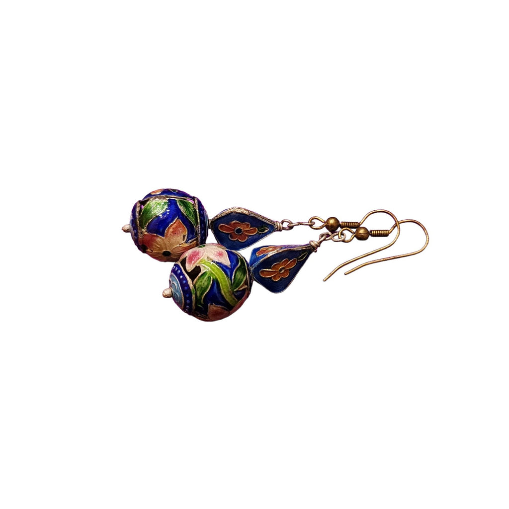 Vintage Cloisonne Beaded Pierced Earrings (A2027)