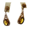 Antique Art Deco Faceted Glass & Filigree Screw Back Earrings (A4298)