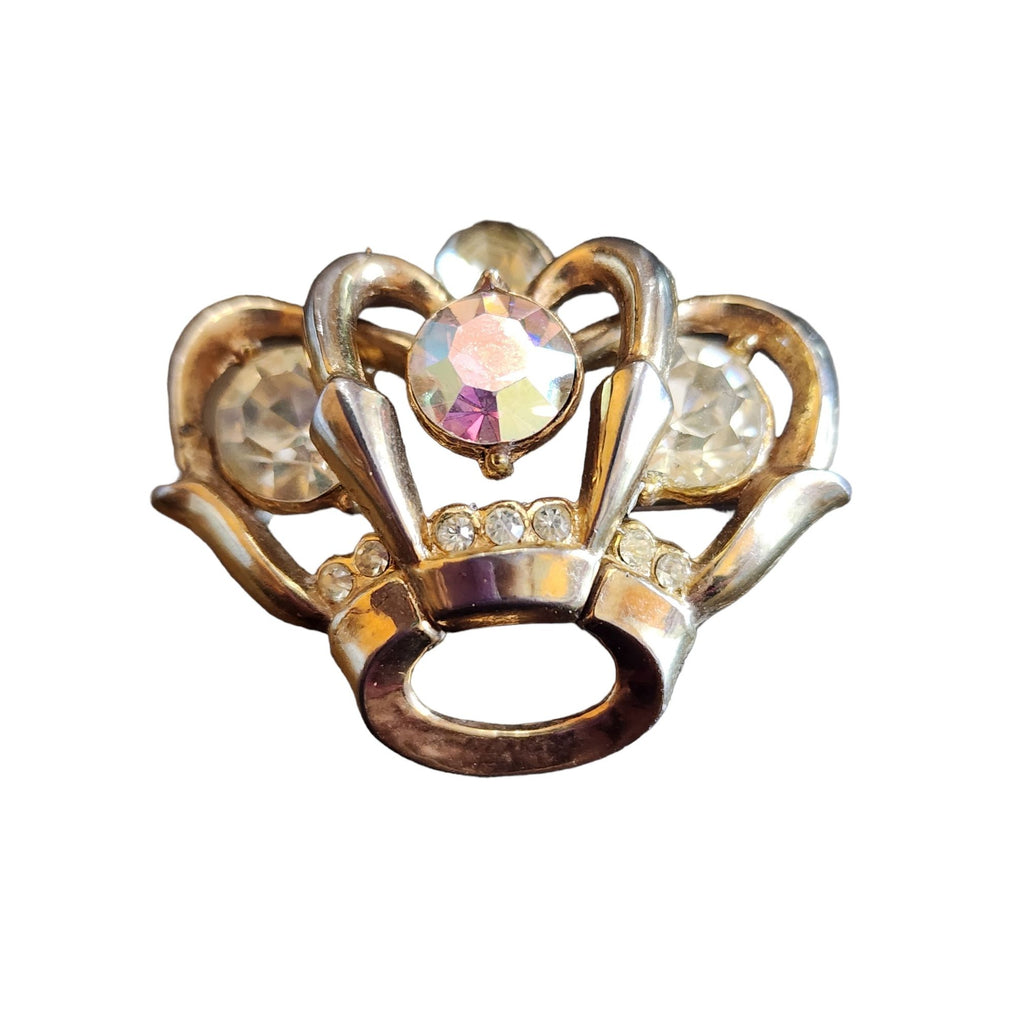Vintage Unsigned Dimensional Crown Brooch Pendant (A1783)