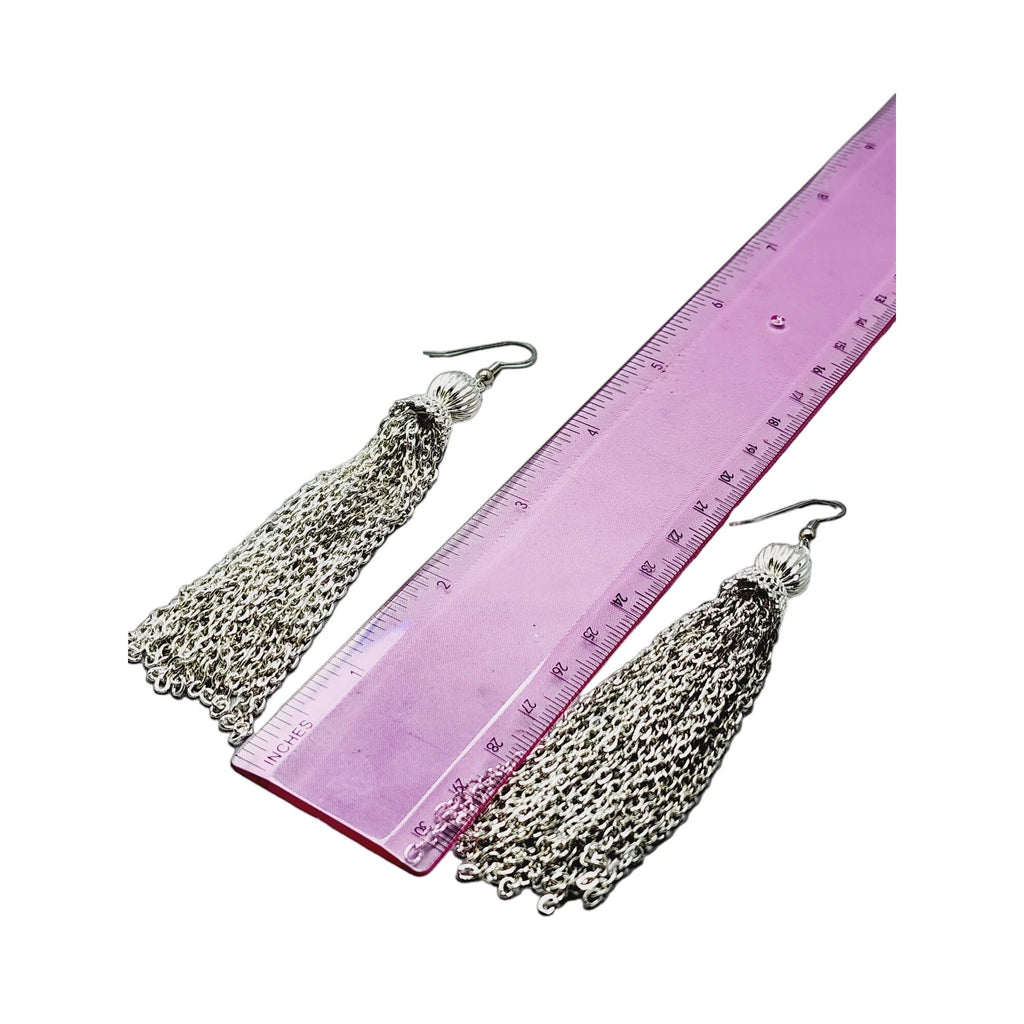Vintage Silver Tassel Earrings (A1038)